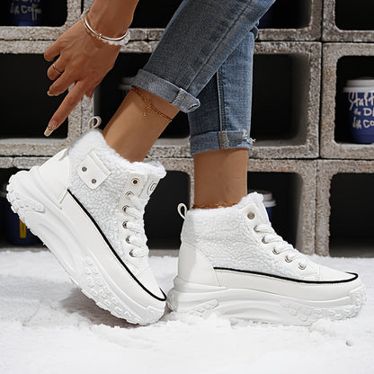 Botas de nieve forradas de felpa para mujer - Zapatos de invierno antideslizantes con suela de PVC