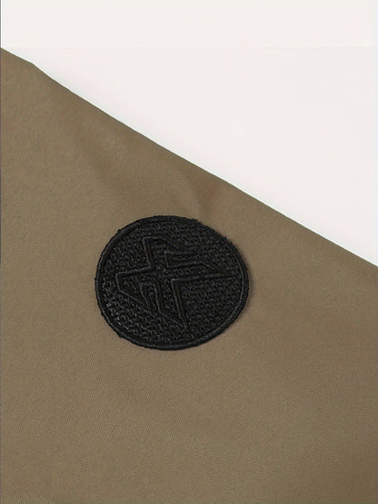 Men’s Letter Embroidered Bomber Jacket – Sporty Casual Streetwear