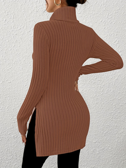Top de cuello alto elegante para mujer – Tejido suave de manga larga y cuello alto
