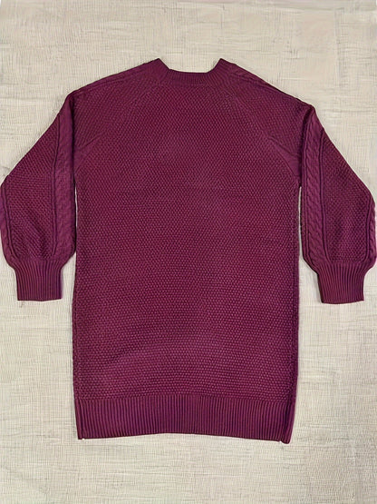 Suéter Vika para mujer - Jersey de punto midi holgado con cuello redondo