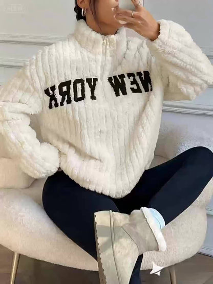 Elegante Abrigo de Punto con Cremallera – Abrigo de Cuello Alto para Mujer Otoño/Invierno