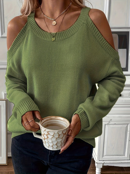 Suéter de punto suave para otoño/invierno con cuello redondo elegante para mujer