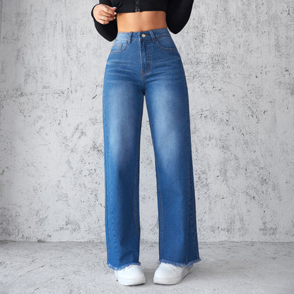 Vaqueros de pernera ancha y talle alto Loom & Soul™ – Pantalones casuales rectos de mezclilla para mujer