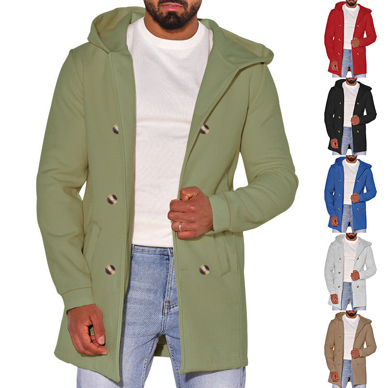 Gabardina de Lana Delgada con Capucha para Hombre – Estilo Versátil para Toda la Temporada