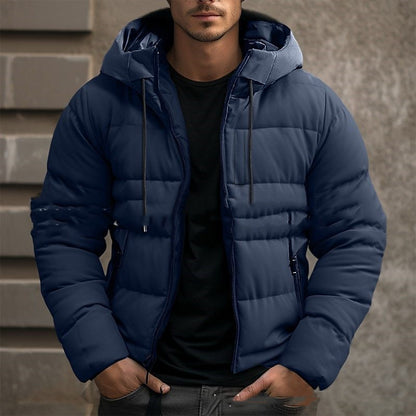 Men’s Hooded Winter Jacket – Cotton Zip-Up Casual Pocket Coat