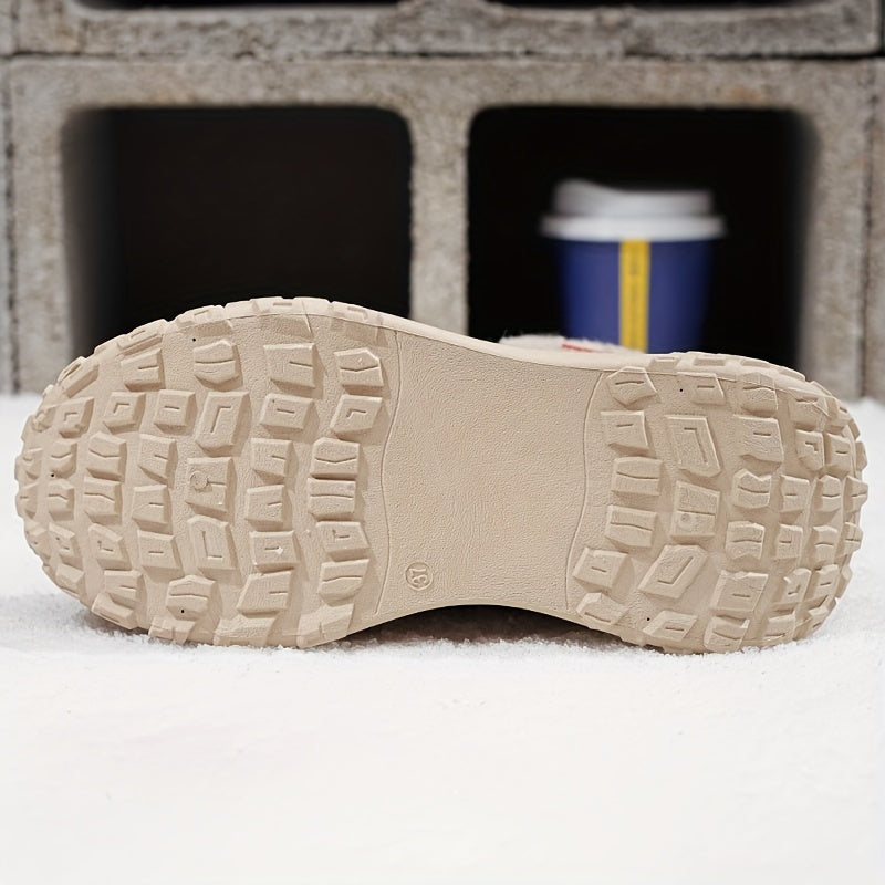 Botas de nieve forradas de felpa para mujer - Zapatos de invierno antideslizantes con suela de PVC