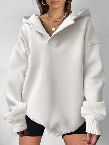 Sudadera con capucha de color liso para mujer – Sudadera holgada de manga larga