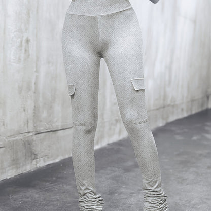 Flared Cargo Pants – Women’s Fitted High-Stretch Trousers with Pockets