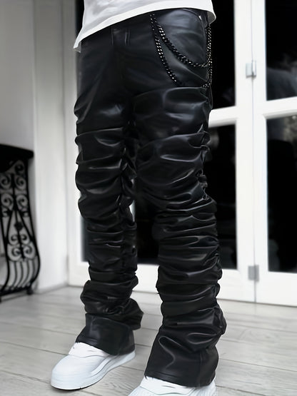 Men’s Casual Long Pants – Loose-Fit Straight-Leg Polyester Trousers