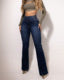 Pantalones vaqueros de talle alto con botones Loom & Soul™ - Pantalones vaqueros de mujer de corte entallado con la espalda fruncida
