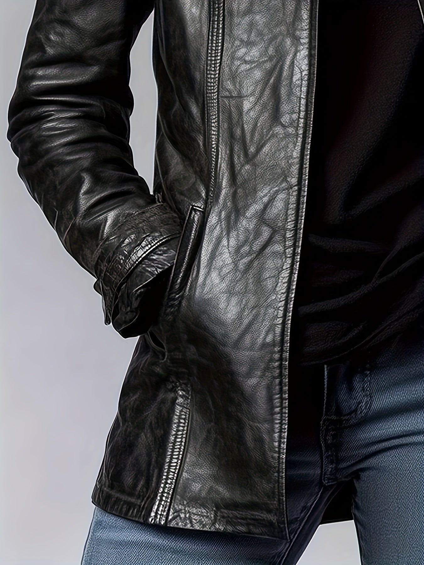 Women’s PU Motorcycle Jacket – Vintage Stand Collar Retro Zip Coat