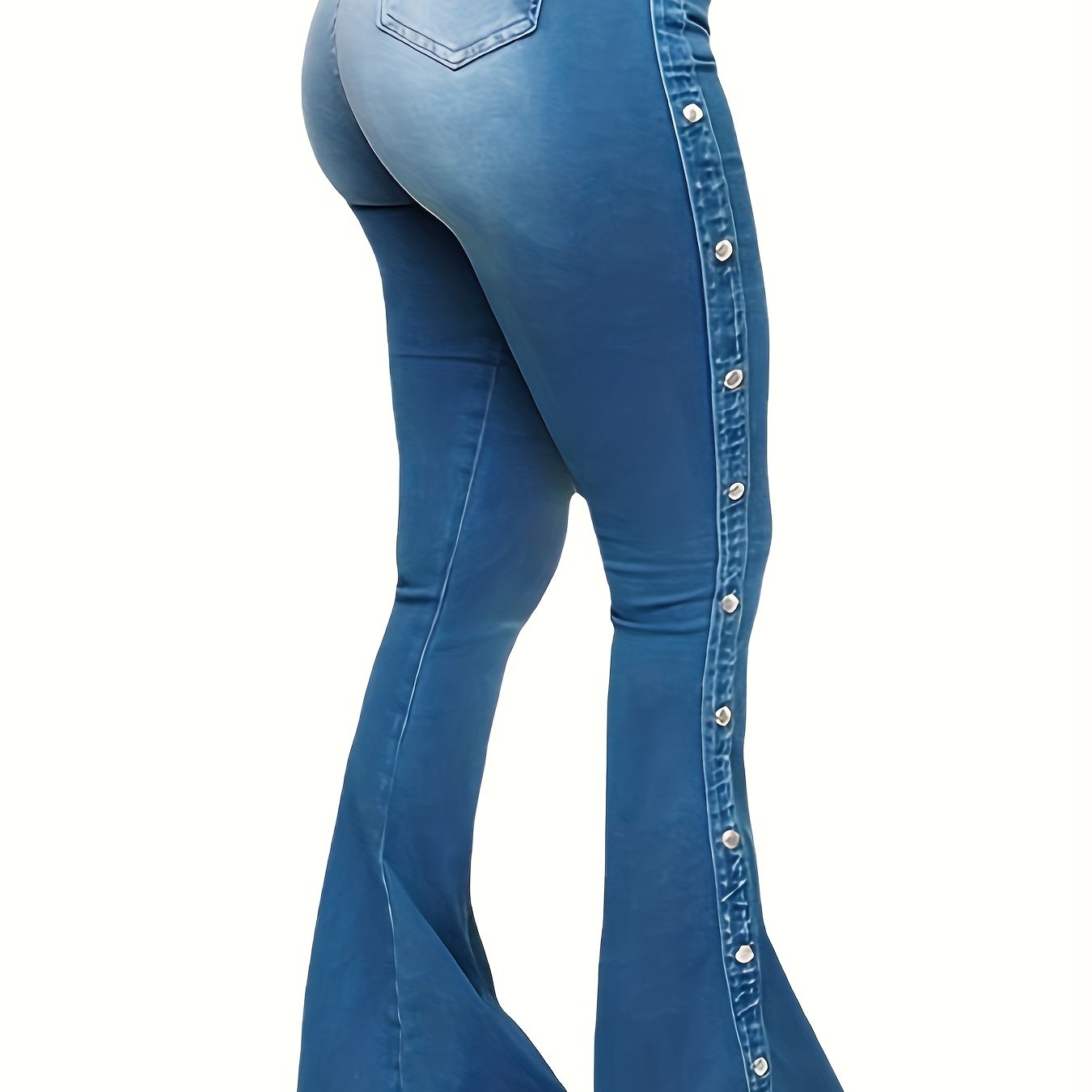 Vaqueros Acampanados de Tiro Alto para Mujer – Elegantes Jeans de Mezclilla Elásticos de Pierna Ancha