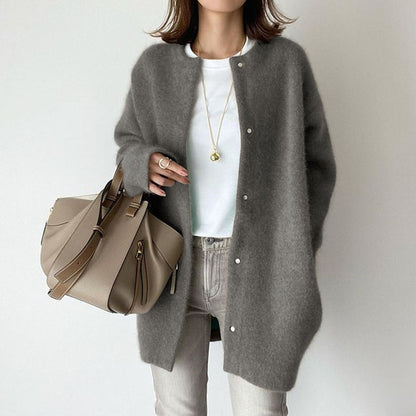 Cárdigan de punto Loom & Soul™ para mujer – Chaqueta de corte ajustado de un solo botón y color liso