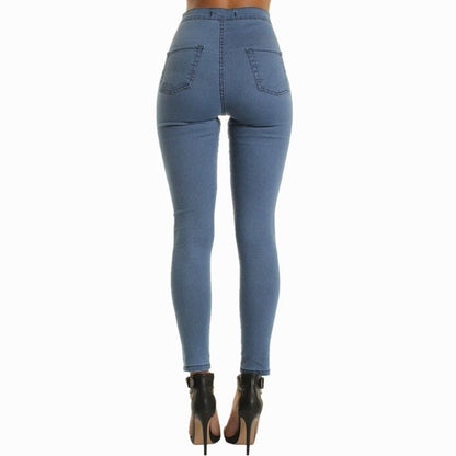 Loom & Soul Vaqueros ajustados de tiro alto rotos elásticos para mujer