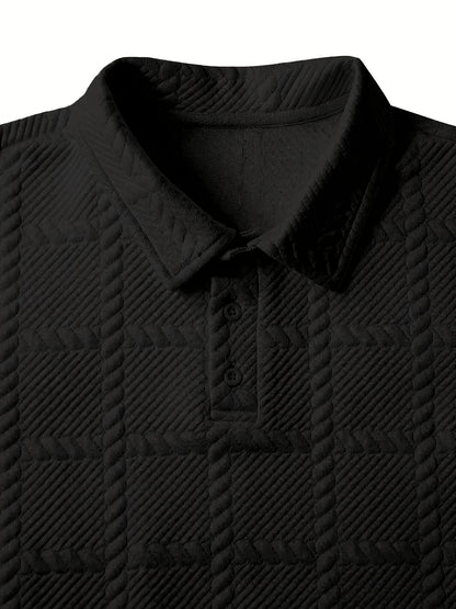 Polo de punto para hombre – Top de manga corta con jacquard geométrico