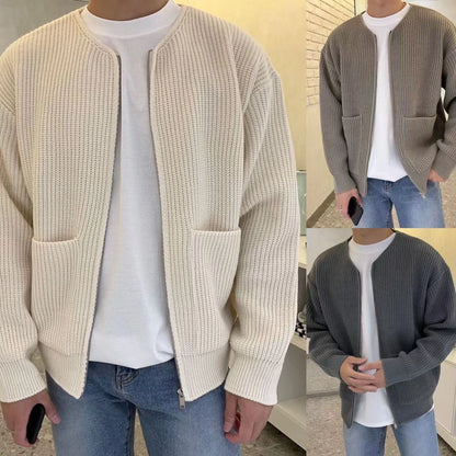 Cárdigan de punto con cremallera Loom & Soul™ para hombre – Suéter suave con cuello chimenea y bolsillos para una comodidad durante toda la temporada