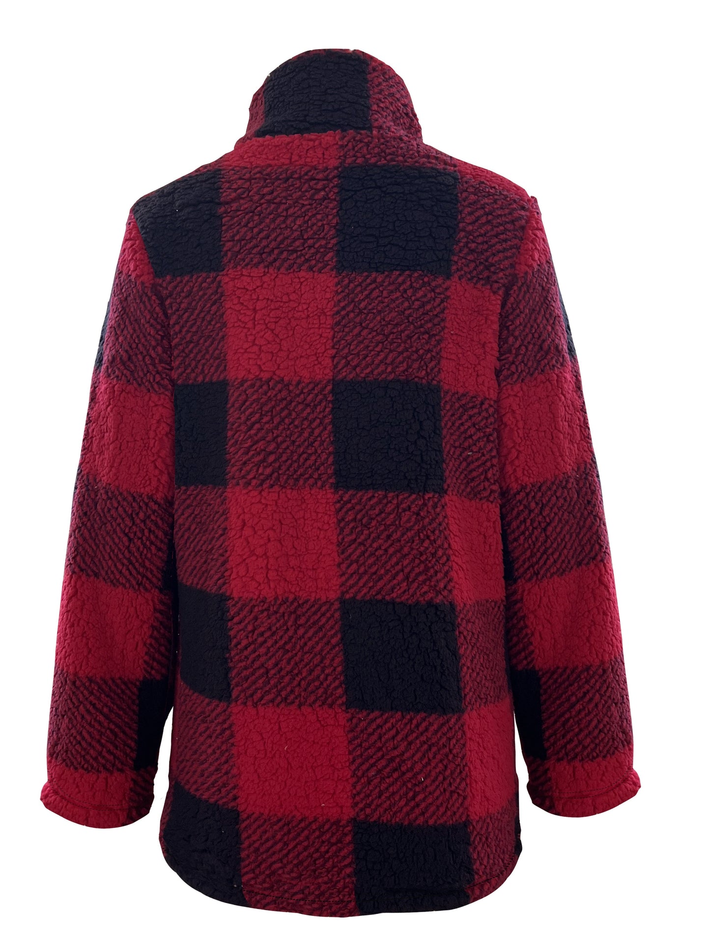Pull douillet pour femme à col montant avec fermeture éclair – Motif écossais