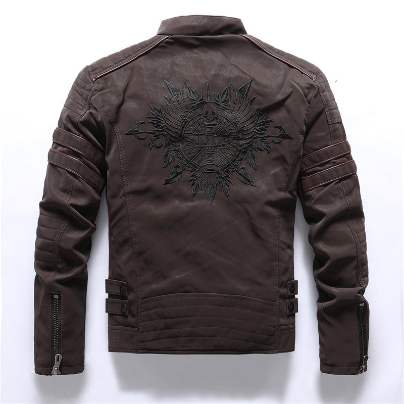 Blouson en cuir PU pour hommes Loom & Soul™ – Manteau de motard style urbain classique avec une touche de modernité