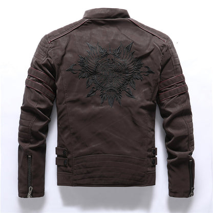 Blouson en cuir PU pour hommes Loom & Soul™ – Manteau de motard style urbain classique avec une touche de modernité