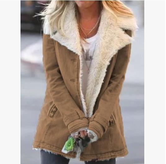 Abrigo de invierno cálido para mujer – Chaqueta de solapa ajustada de Loom & Soul