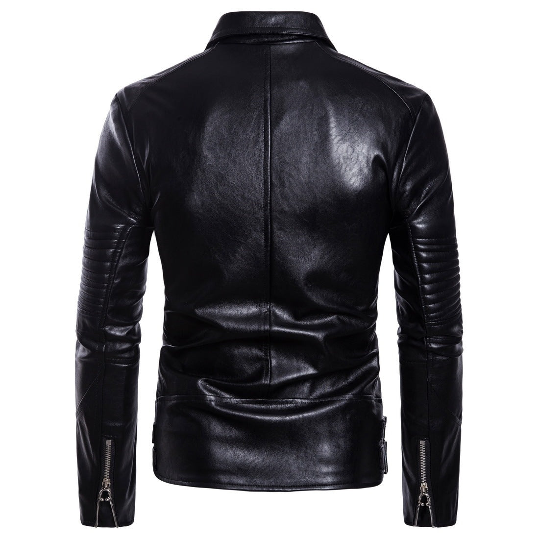 Chaqueta de cuero de oveja Loom & Soul™ para hombre – Abrigo ajustado con cremallera estilo europeo y cuello de traje