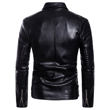 Chaqueta de cuero de oveja Loom & Soul™ para hombre – Abrigo ajustado con cremallera estilo europeo y cuello de traje