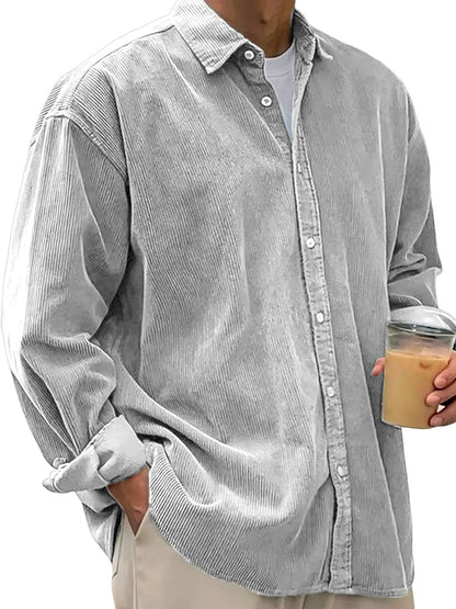 Chaqueta de Pana para Hombre – Abrigo Casual de Otoño de Corte Holgado