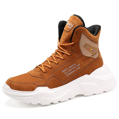 Botas Martin de caña alta Loom & Soul para hombre – Botas de cuero casuales de suela gruesa con diseño de correa cruzada, suela de goma amortiguadora y forro de malla cálido