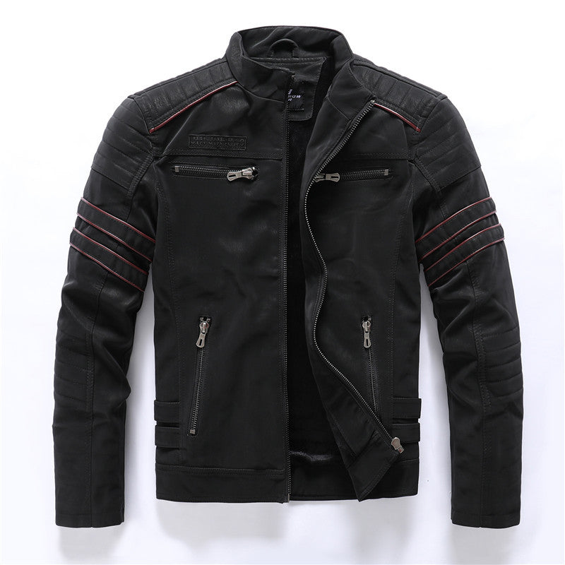 Blouson en cuir PU pour hommes Loom & Soul™ – Manteau de motard style urbain classique avec une touche de modernité