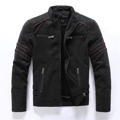 Blouson en cuir PU pour hommes Loom & Soul™ – Manteau de motard style urbain classique avec une touche de modernité