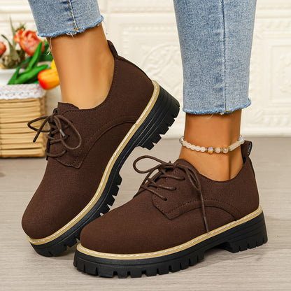 Women’s Business Casual Shoes – Chunky Heel Lace-Up Comfort