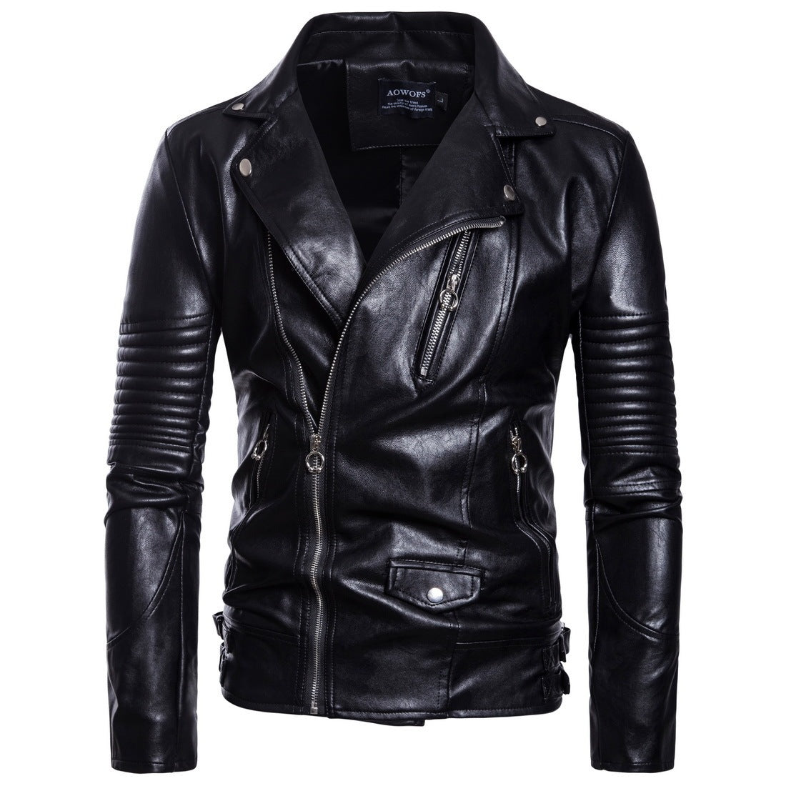 Chaqueta de cuero de oveja Loom & Soul™ para hombre – Abrigo ajustado con cremallera estilo europeo y cuello de traje