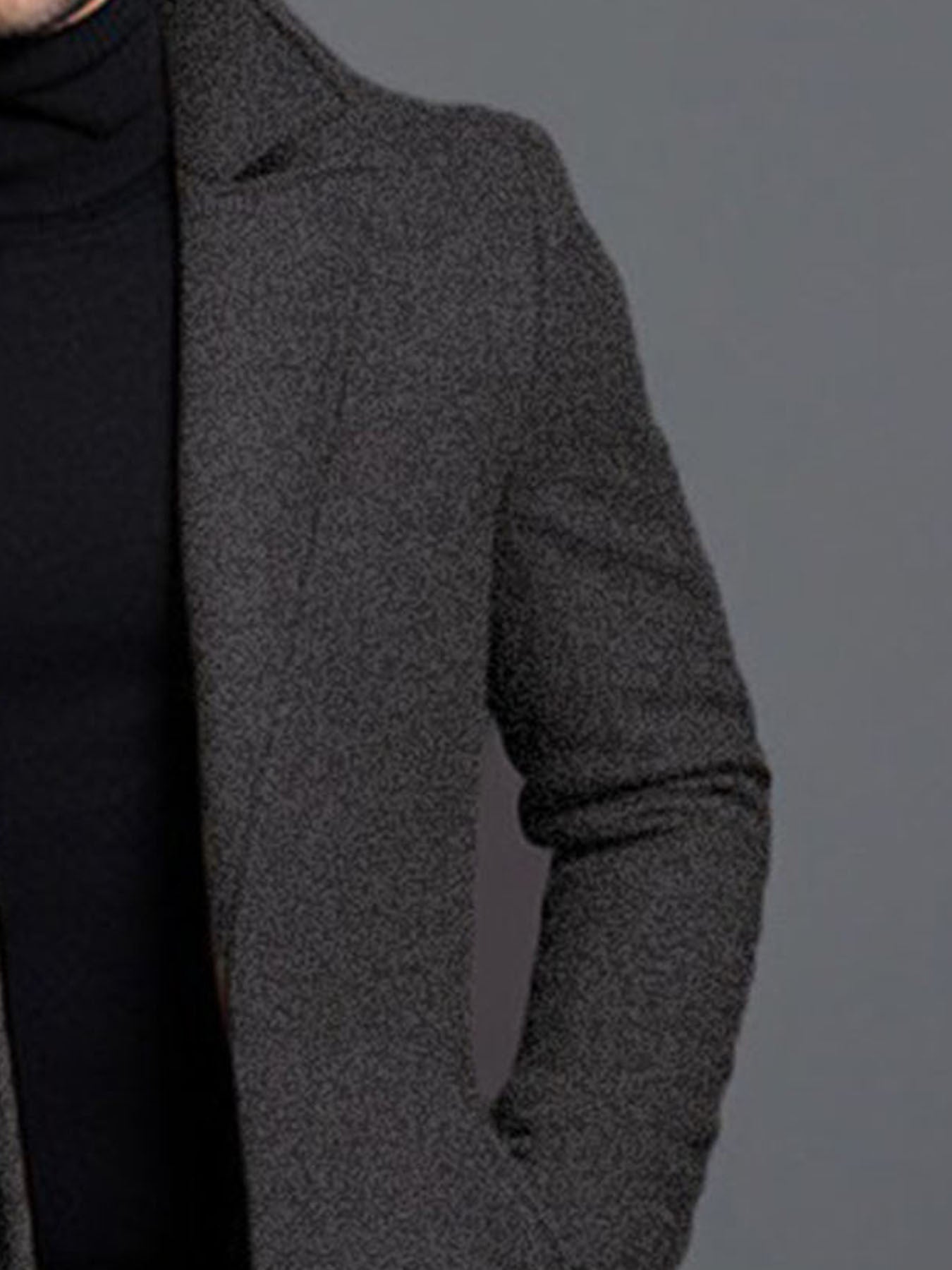 Abrigo clásico de solapa para hombre – Chaqueta de invierno de una sola botonadura
