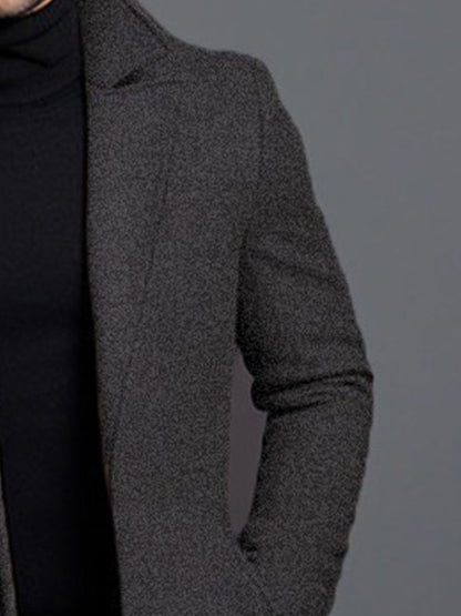 Abrigo clásico de solapa para hombre – Chaqueta de invierno de una sola botonadura