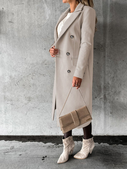 Abrigo de solapa cruzado Loom & Soul™ – Chaqueta larga de invierno ajustada para mujer para un estilo urbano sin esfuerzo