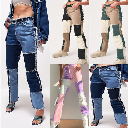 Loom & Soul™ Jeans de pernera recta con dobladillo sin rematar – Vaqueros elásticos de talle alto para mujer