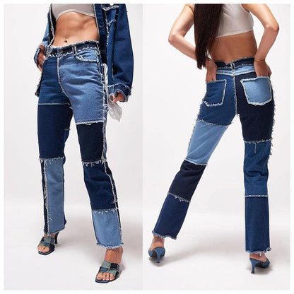Loom & Soul™ Jeans de pernera recta con dobladillo sin rematar – Vaqueros elásticos de talle alto para mujer