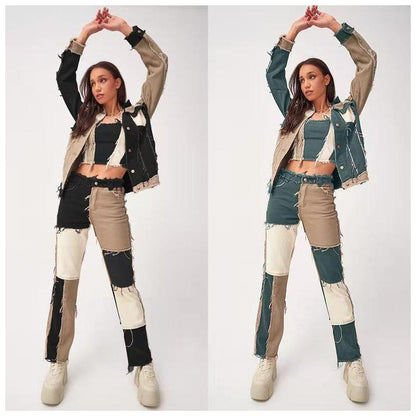 Loom & Soul™ Jeans de pernera recta con dobladillo sin rematar – Vaqueros elásticos de talle alto para mujer