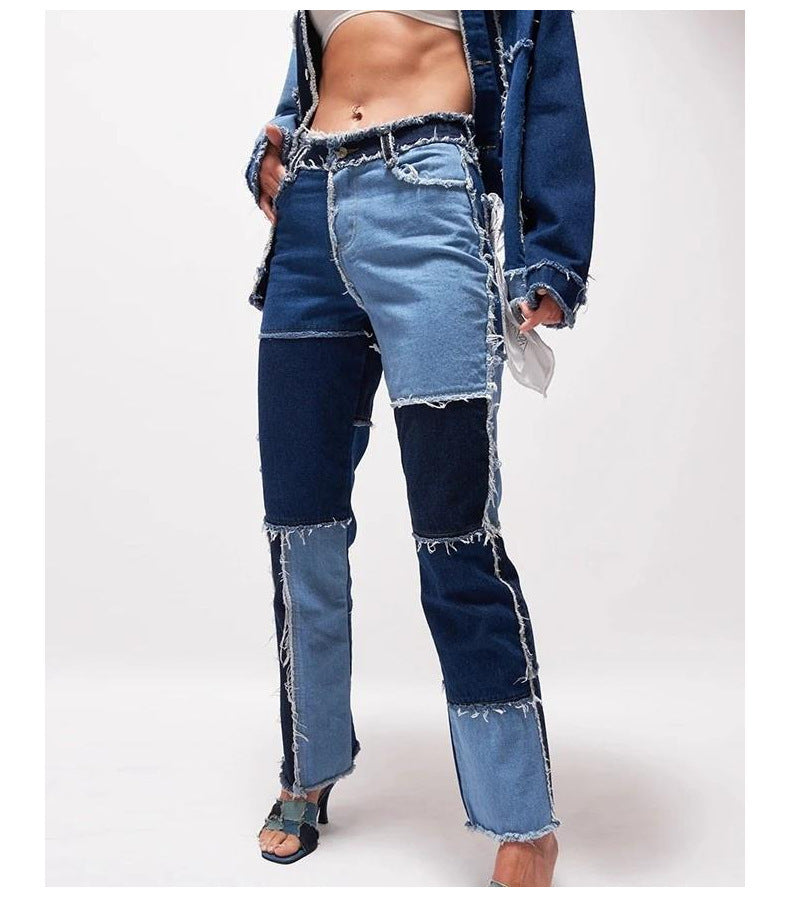 Loom & Soul™ Jeans de pernera recta con dobladillo sin rematar – Vaqueros elásticos de talle alto para mujer
