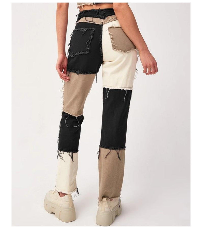 Loom & Soul™ Jeans de pernera recta con dobladillo sin rematar – Vaqueros elásticos de talle alto para mujer