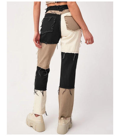 Loom & Soul™ Jeans de pernera recta con dobladillo sin rematar – Vaqueros elásticos de talle alto para mujer
