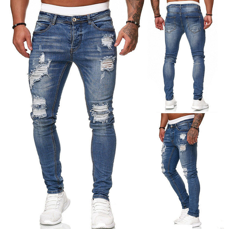 Loom & Soul™ Vaqueros ajustados desgastados vintage – Pantalones de mezclilla urbanos slim-fit para hombre