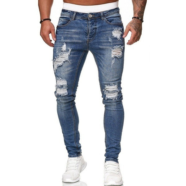 Loom & Soul™ Vaqueros ajustados desgastados vintage – Pantalones de mezclilla urbanos slim-fit para hombre