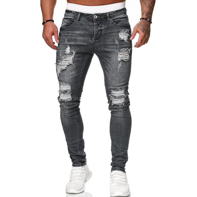 Loom & Soul™ Vaqueros ajustados desgastados vintage – Pantalones de mezclilla urbanos slim-fit para hombre