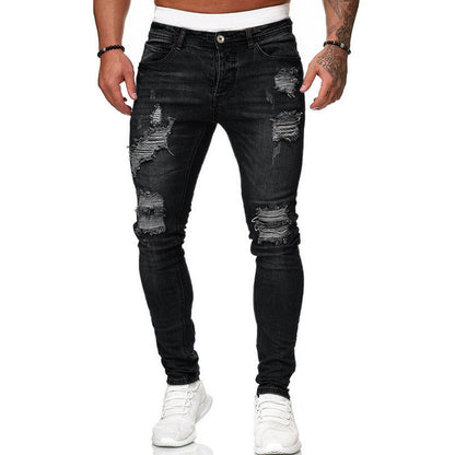 Loom & Soul™ Vaqueros ajustados desgastados vintage – Pantalones de mezclilla urbanos slim-fit para hombre