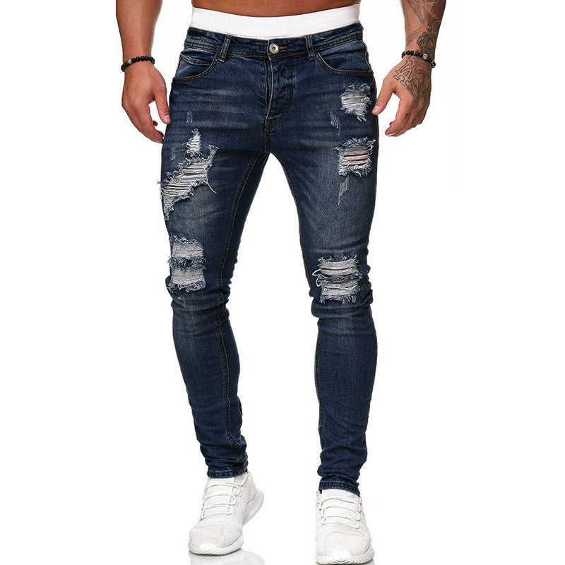 Loom & Soul™ Vaqueros ajustados desgastados vintage – Pantalones de mezclilla urbanos slim-fit para hombre