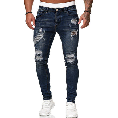 Loom & Soul™ Vaqueros ajustados desgastados vintage – Pantalones de mezclilla urbanos slim-fit para hombre