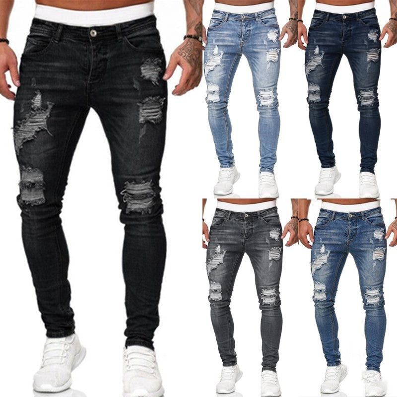 Loom & Soul™ Vaqueros ajustados desgastados vintage – Pantalones de mezclilla urbanos slim-fit para hombre