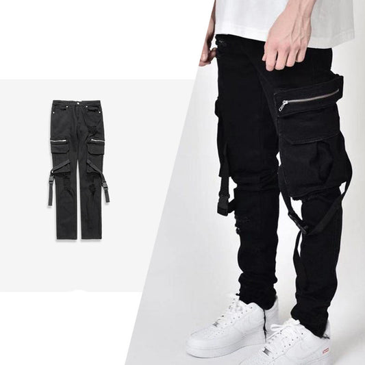 Loom & Soul Pocket Buckle Streamer Jeans – Street Functional Denim Pants