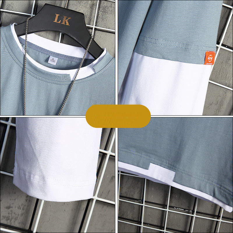Camiseta de manga larga con cuello redondo para hombre – Capa base informal de corte holgado